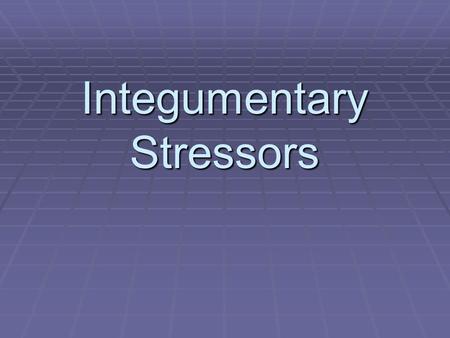 Integumentary Stressors. Increased Risks Caused by Pediatric Differences in the Skin  Skin is thinner, more susceptible to irritants and infection 