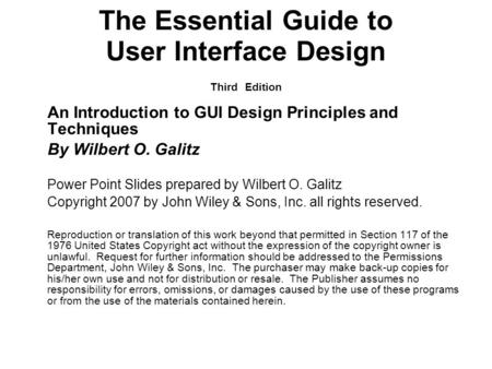 The Essential Guide to User Interface Design Third Edition