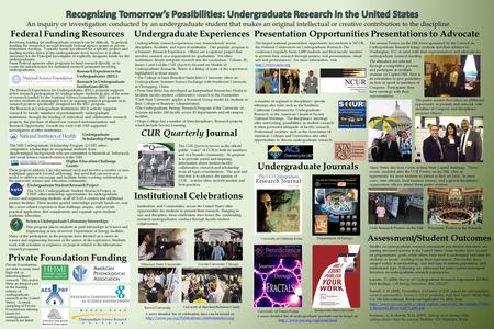 Federal Funding Resources Receiving funding for undergraduate research can be difficult. In general, funding for research is secured through Federal agency.