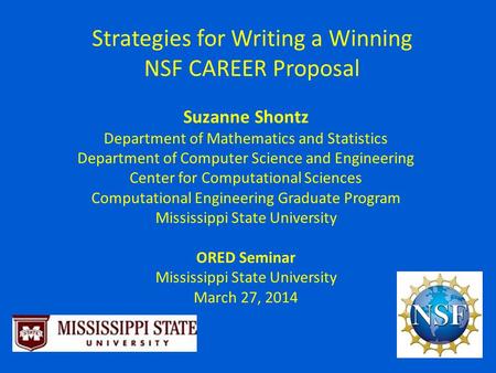 Strategies for Writing a Winning NSF CAREER Proposal