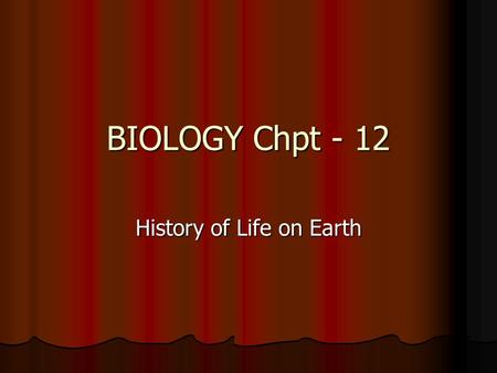 History of Life on Earth