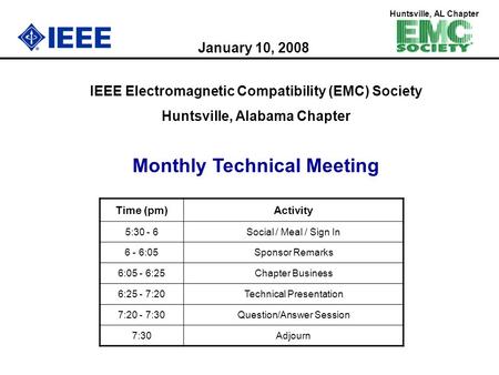 Monthly Technical Meeting