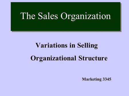 The Sales Organization