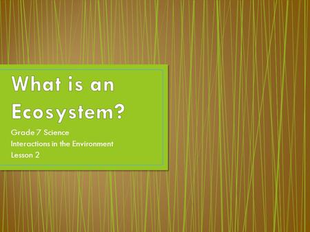 Grade 7 Science Interactions in the Environment Lesson 2