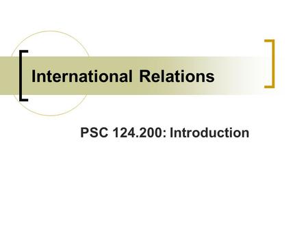 International Relations