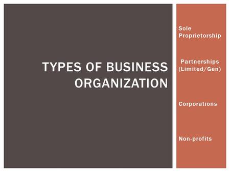 Types of Business Organization