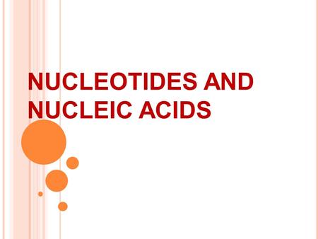 NUCLEOTIDES AND NUCLEIC ACIDS