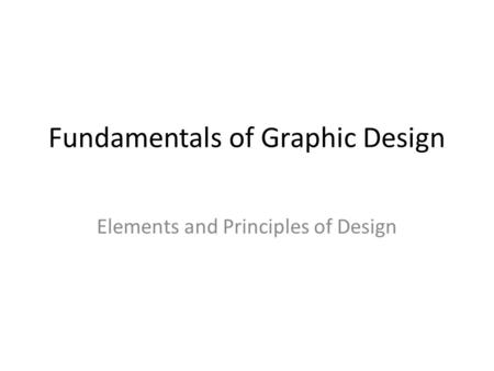 Fundamentals of Graphic Design