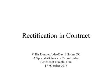 Rectification in Contract