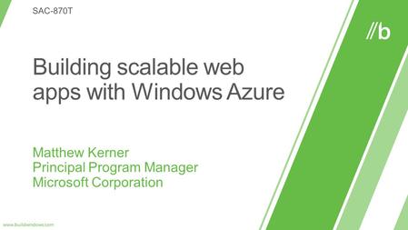 WHO WILL BENEFIT FROM THIS TALK TOPICS WHAT YOU’LL LEAVE WITH Web app developers who are already familiar with Windows Azure with scaling needs. Asynchronous.