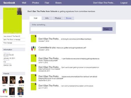 Facebook Don’t Ban The Perks from Schools is getting signatures from committee members WallPhotosFlairBoxesDon’t Ban The Perks…Logout View photos of “The.