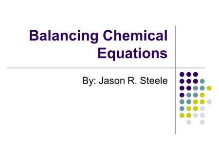 Balancing Chemical Equations