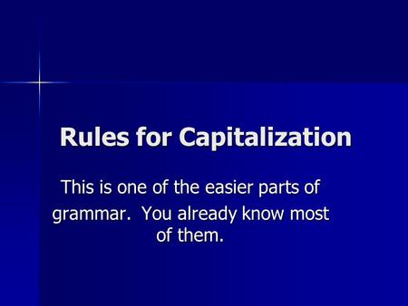 Rules for Capitalization