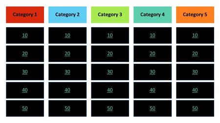 You can type your own categories and points values in this game board. Type your questions and answers in the slides we’ve provided. When you’re in slide.