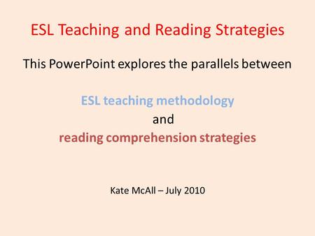 ESL Teaching and Reading Strategies