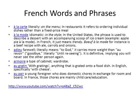 French Words and Phrases