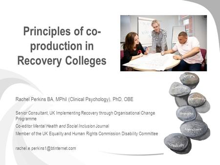 Principles of co-production in Recovery Colleges