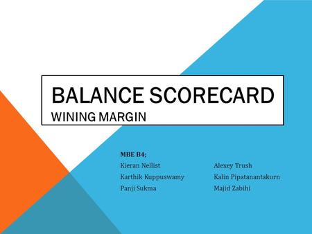 BALANCE SCORECARD WINING MARGIN MBE B4; Kieran NellistAlexey Trush Karthik KuppuswamyKalin Pipatanantakurn Panji SukmaMajid Zabihi.