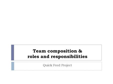 Team composition & roles and responsibilities Quick Feed Project.