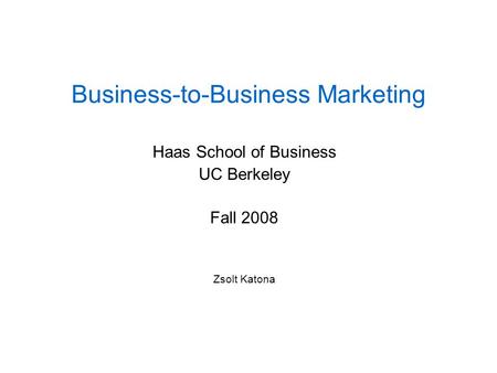 Business-to-Business Marketing