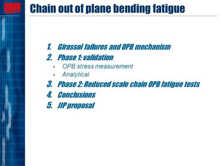 Chain out of plane bending fatigue