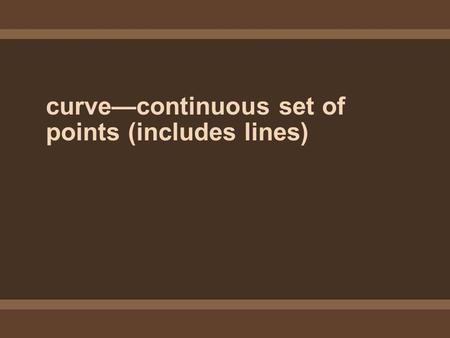 Curve—continuous set of points (includes lines). simple curves—do not intersect themselves.