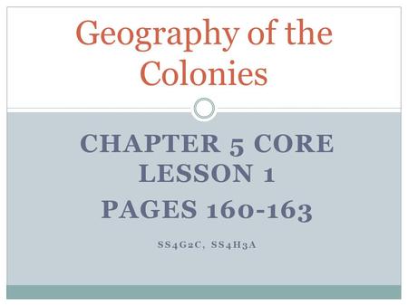 Geography of the Colonies