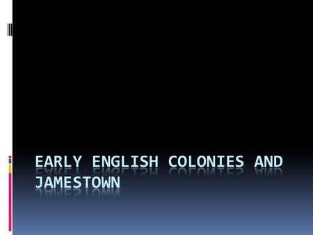  After the defeat of the Spanish Armada, England is ready to start colonizing the New World.