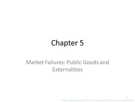 Market Failures: Public Goods and Externalities