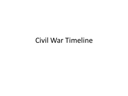 Civil War Timeline. Firing on Fort Sumter Location: – Charleston, South Carolina Description: – 1 st shots fired of the Civil War Important people: –