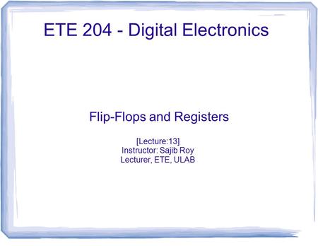 ETE Digital Electronics