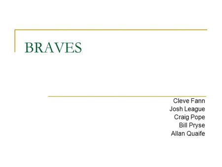 BRAVES Cleve Fann Josh League Craig Pope Bill Pryse Allan Quaife.