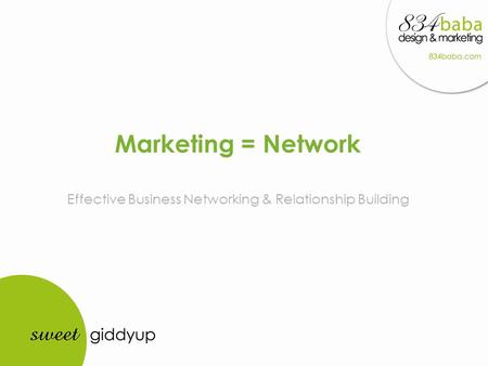 Marketing = Network Effective Business Networking & Relationship Building.