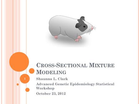 C ROSS -S ECTIONAL M IXTURE M ODELING Shaunna L. Clark Advanced Genetic Epidemiology Statistical Workshop October 23, 2012 1.