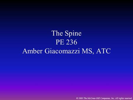 © 2005 The McGraw-Hill Companies, Inc. All rights reserved. The Spine PE 236 Amber Giacomazzi MS, ATC.