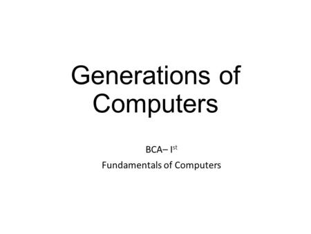 Generations of Computers