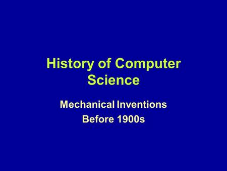 History of Computer Science