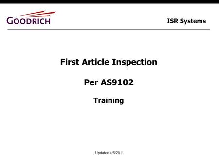 First Article Inspection