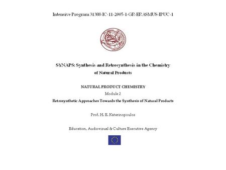 INTRODUCTION Based on: S. Warren Organic Synthesis: The Disconnection Approach, Wiley: New York, 1982 Chemists synthesize compounds in just about every.