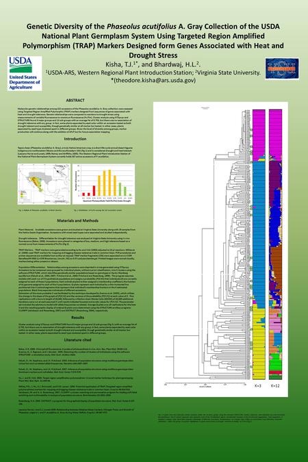 Genetic Diversity of the Phaseolus acutifolius A. Gray Collection of the USDA National Plant Germplasm System Using Targeted Region Amplified Polymorphism.