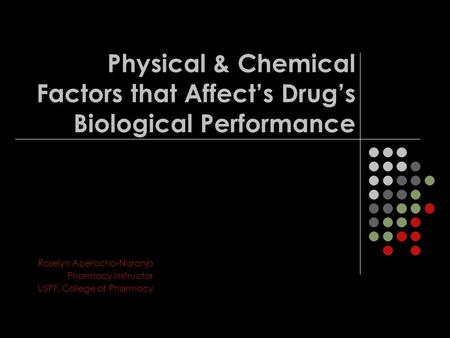 Roselyn Aperocho-Naranjo Pharmacy Instructor USPF, College of Pharmacy