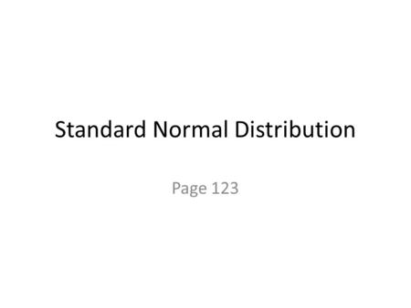 Standard Normal Distribution