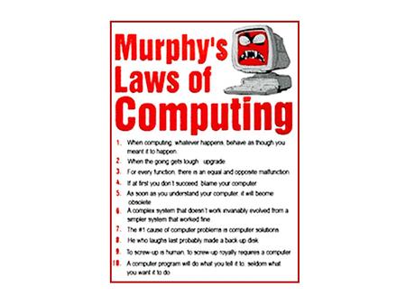 Law 1: The remaining work to finish in order to reach your goal increases as the deadline approaches. Law 2: Adding manpower to a late software project.