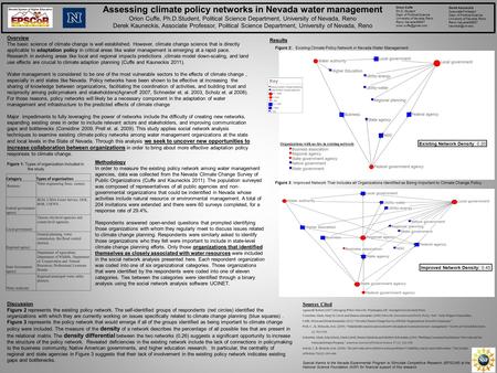 ￼ Derek Kauneckis Associate Professor Dept. of Political Science University of Nevada, Reno Reno, Nevada 89557 Orion Cuffe Ph.D. Student.