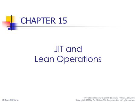 JIT and Lean Operations