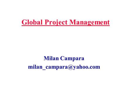 Global Project Management