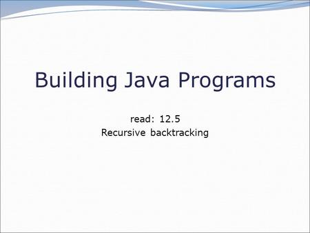 Building Java Programs