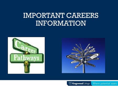 IMPORTANT CAREERS INFORMATION. TOPICS How the Careers Centre can help you Careers Website Career Pathway Plans 1:1 interviews Communication VTAC SEAS.