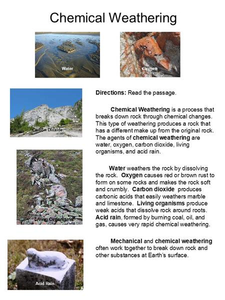 Chemical Weathering Directions: Read the passage.