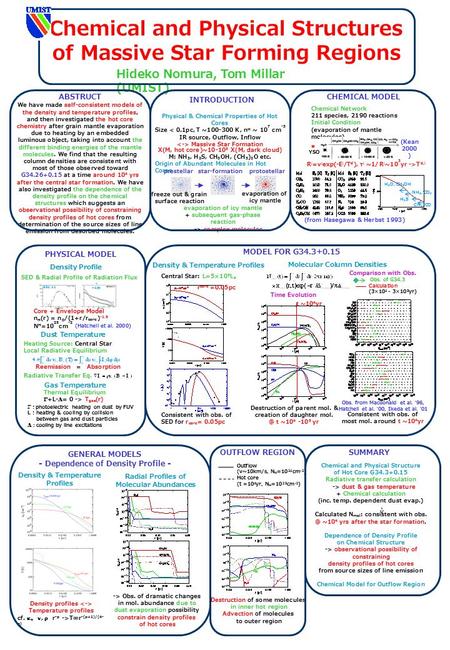 Chemical and Physical Structures of Massive Star Forming Regions Hideko Nomura, Tom Millar (UMIST) ABSTRUCT We have made self-consistent models of the.